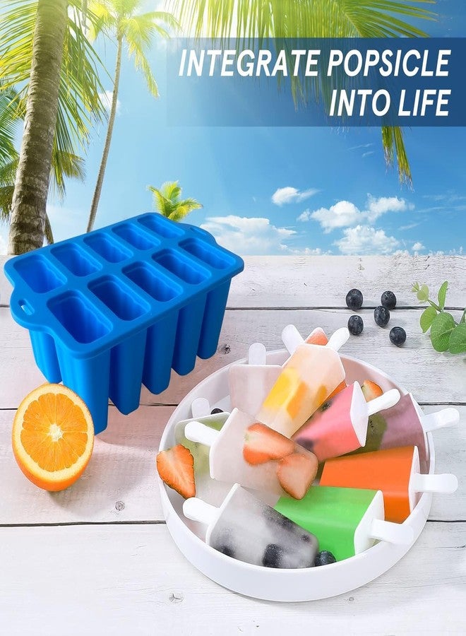 Midnadiy Silicone Popsicle Molds with Sticks, Easy Release Popsicle Maker Mold Set, BPA Free Ice Pop Mold, 10-Cavity Homemade Ice Cream Mold for Kids, Toddlers, Adults - Image 3